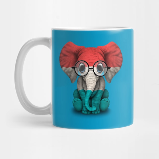 Baby Elephant with Glasses and Luxembourg Flag by jeffbartels